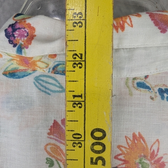 J. Jill Medium 100% Linen Sleeveless Tiered Button Down Shirt Floral - Picture 9 of 10